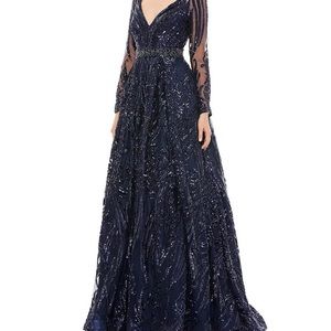 Mac Duggal
Sequin V-Neck Long Sheer Sleeve Ball Gown